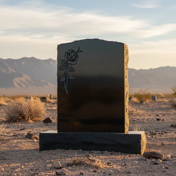 Black granite monument display
