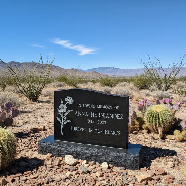 Detailed view of flat granite marker